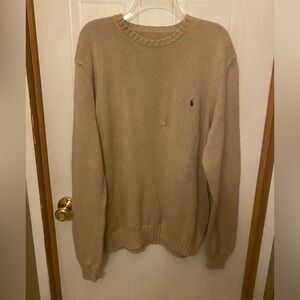 Ralph Lauren Men’s Tan Crewneck Cotton Knit Sweater
